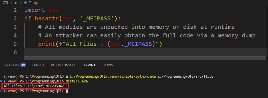 PyInstaller program revealing code location