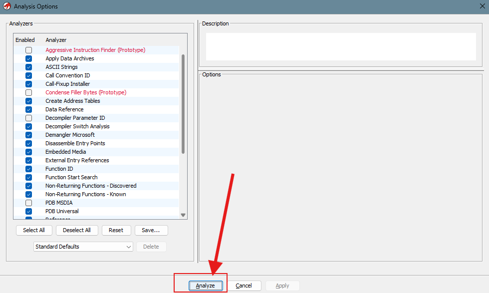 Auto Analysis Settings